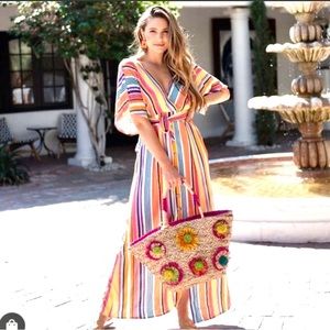 Maxi Dress Francesca's Harper Heritage Striped V-neck Colorful Festival Dress